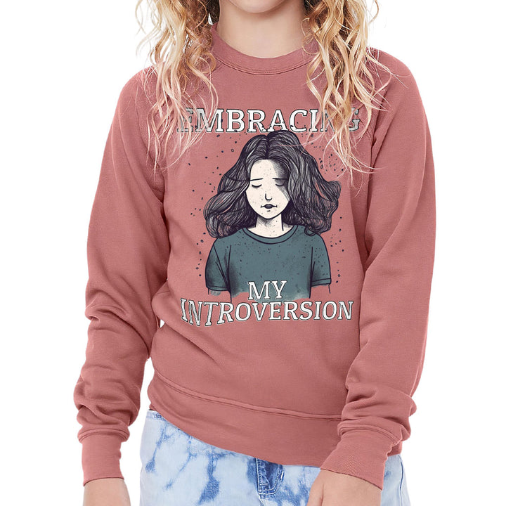 Embracing My Introversion Kids' Raglan Sweatshirt - Cute Print Sponge Fleece Sweatshirt - Printed Sweatshirt