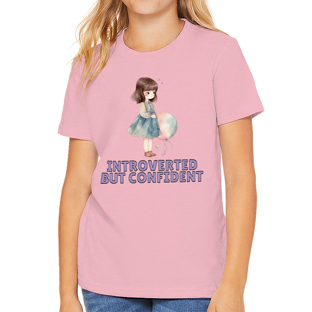 Introverted but Confident Kids' T-Shirt - Little Girl T-Shirt - Graphic Tee Shirt for Kids
