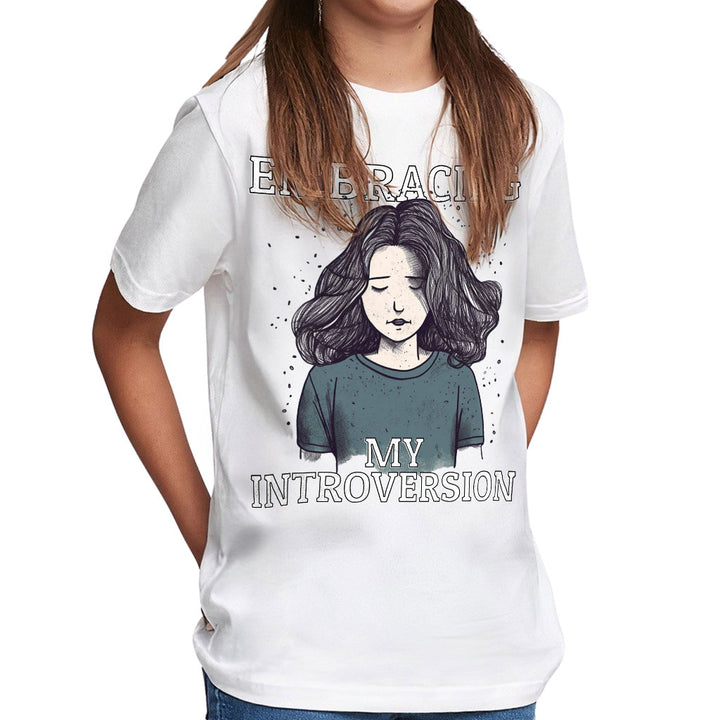 Embracing My Introversion Kids' Classic Fit T-Shirt - Cute Print T-Shirt - Printed Classic Fit Tee