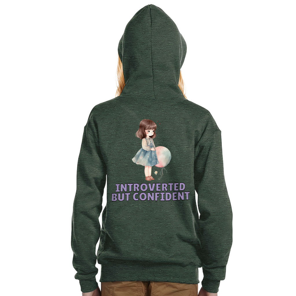 Introverted but Confident Kids' Full-Zip Hoodie - Little Girl Hooded Sweatshirt - Graphic Kids' Hoodie
