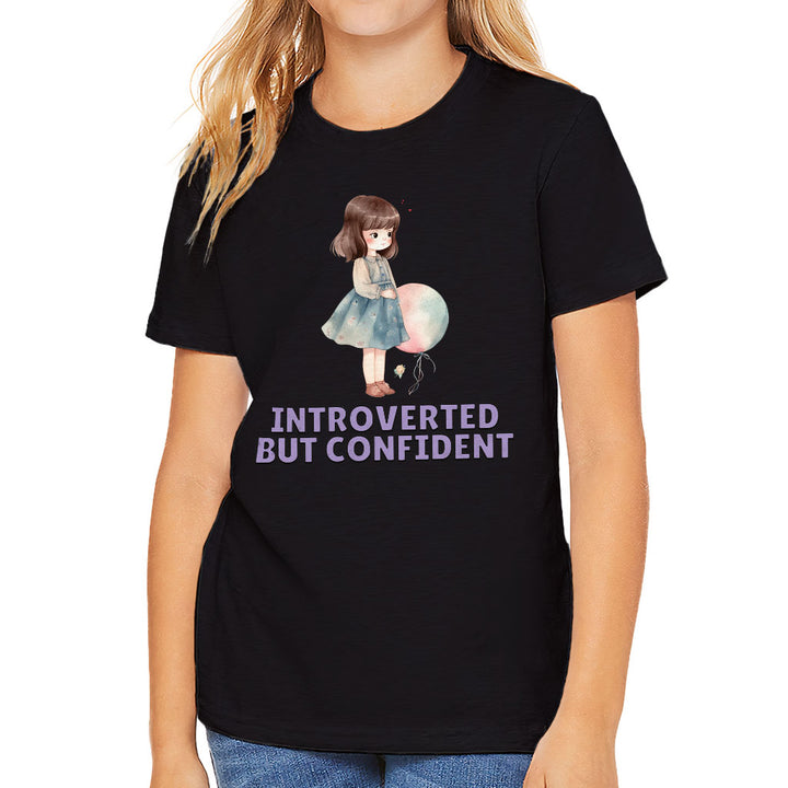 Introverted but Confident Kids' T-Shirt - Little Girl T-Shirt - Graphic Tee Shirt for Kids