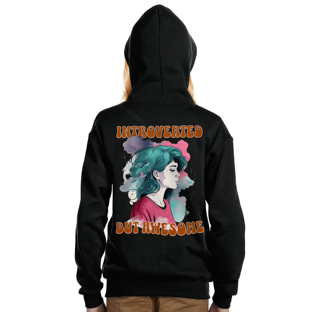 Introverted but Awesome Kids' Full-Zip Hoodie - Watercolor Hooded Sweatshirt - Graphic Kids' Hoodie