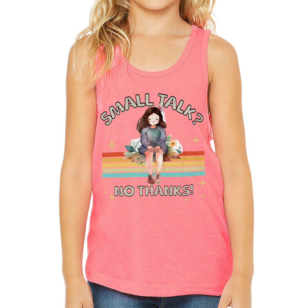 No Small Talk Kids' Jersey Tank - Shy Girl Sleeveless T-Shirt - Art Kids' Tank Top