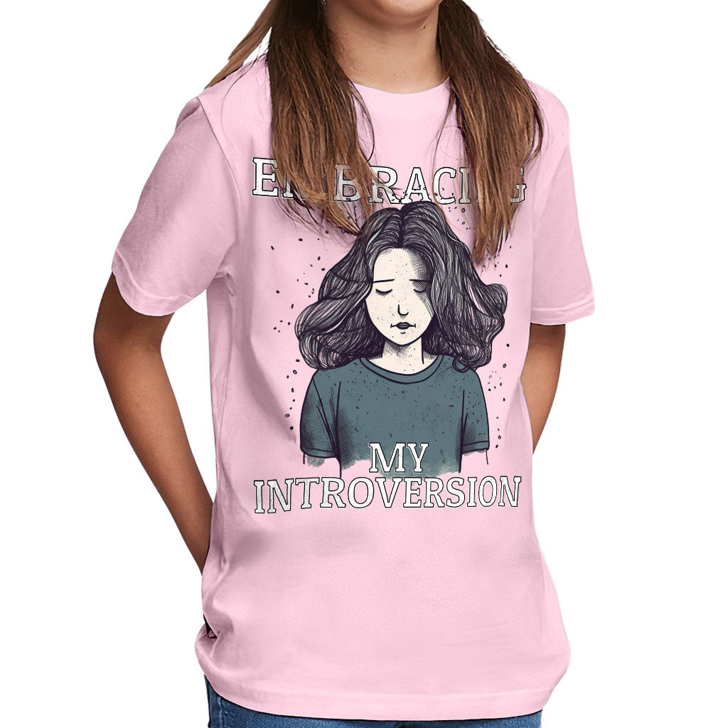 Embracing My Introversion Kids' Classic Fit T-Shirt - Cute Print T-Shirt - Printed Classic Fit Tee