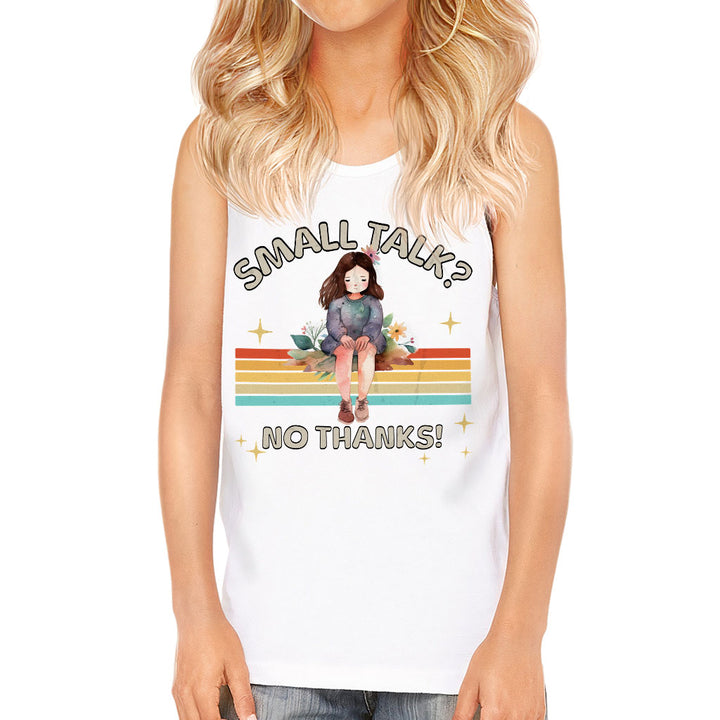 No Small Talk Kids' Jersey Tank - Shy Girl Sleeveless T-Shirt - Art Kids' Tank Top