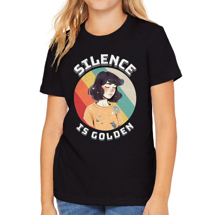 Silence Is Golden Kids' T-Shirt - Girl Print T-Shirt - Colorful Tee Shirt for Kids