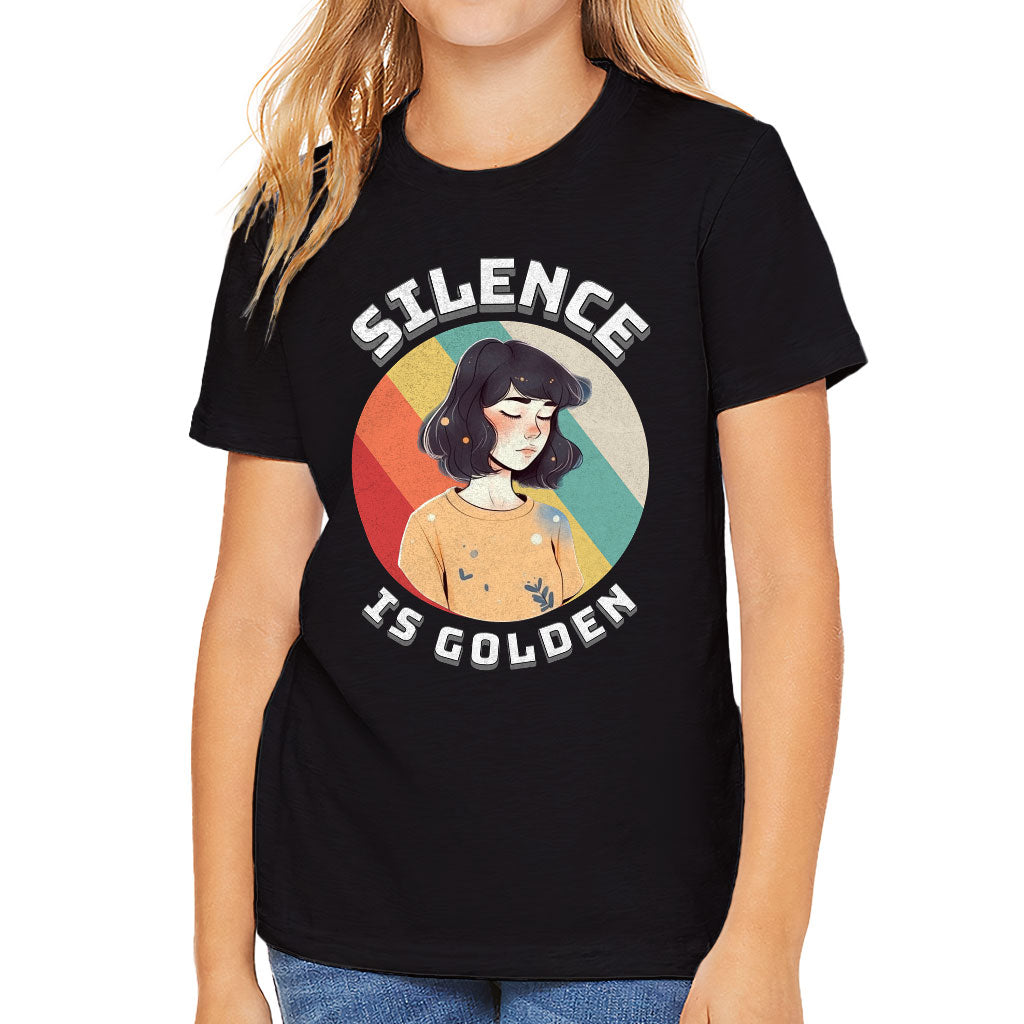 Silence Is Golden Kids' T-Shirt - Girl Print T-Shirt - Colorful Tee Shirt for Kids