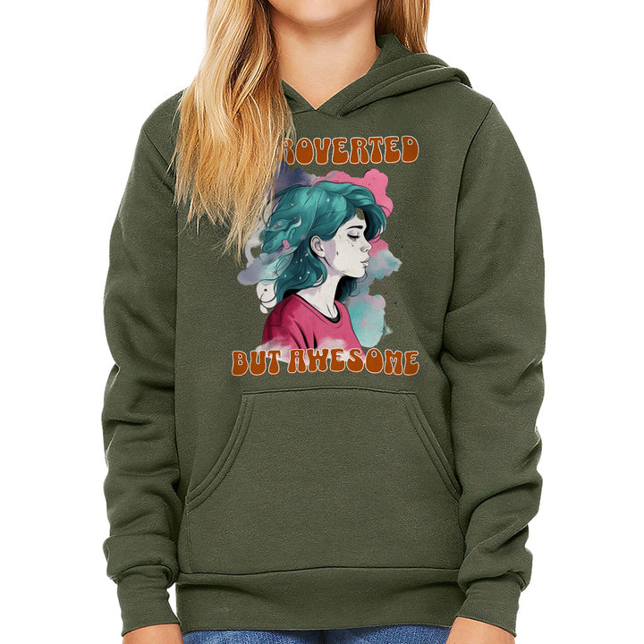 Introverted but Awesome Kids' Sponge Fleece Hoodie - Watercolor Kids' Hoodie - Graphic Hoodie for Kids