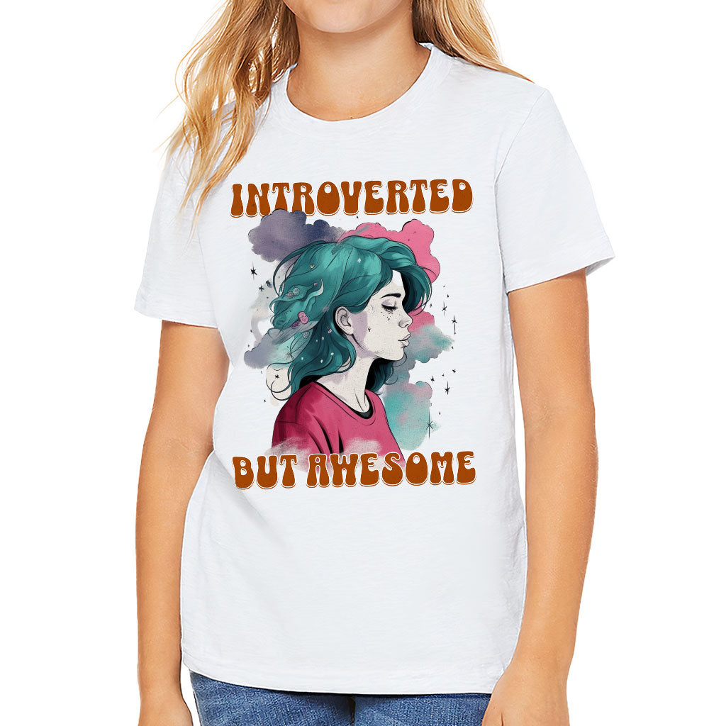 Introverted but Awesome Kids' T-Shirt - Watercolor T-Shirt - Graphic Tee Shirt for Kids