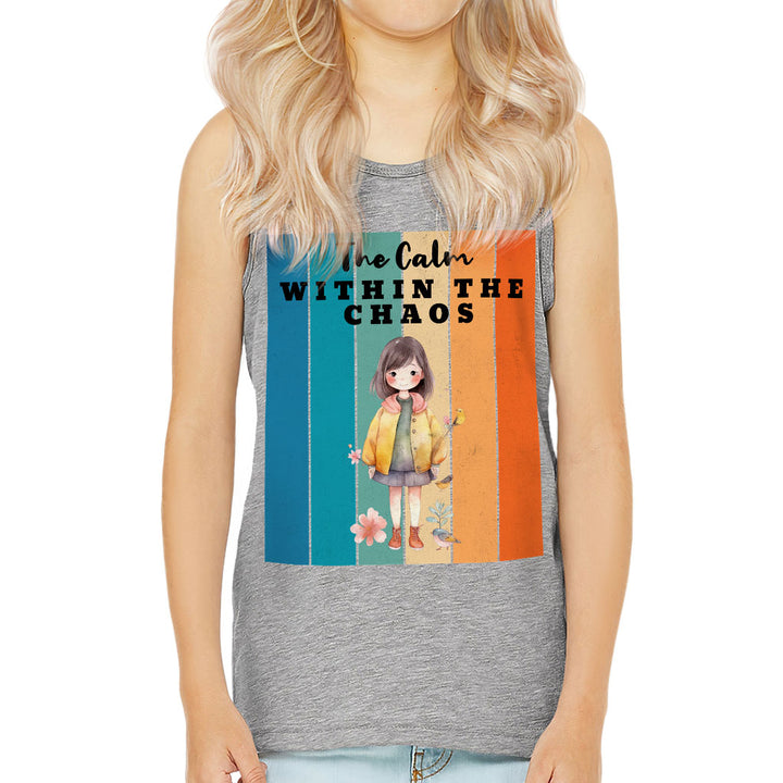 The Calm Within the Chaos Kids' Jersey Tank - Flower Girl Sleeveless T-Shirt - Art Kids' Tank Top