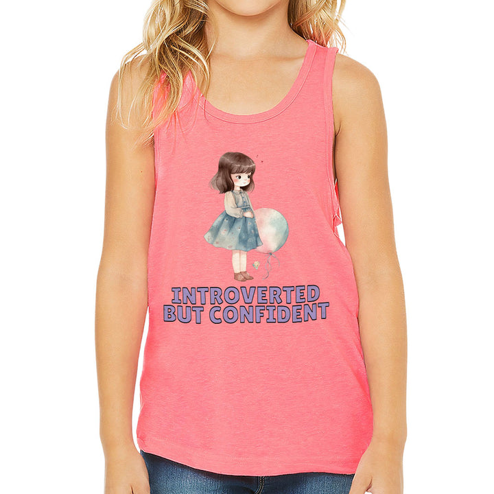 Introverted but Confident Kids' Jersey Tank - Little Girl Sleeveless T-Shirt - Graphic Kids' Tank Top