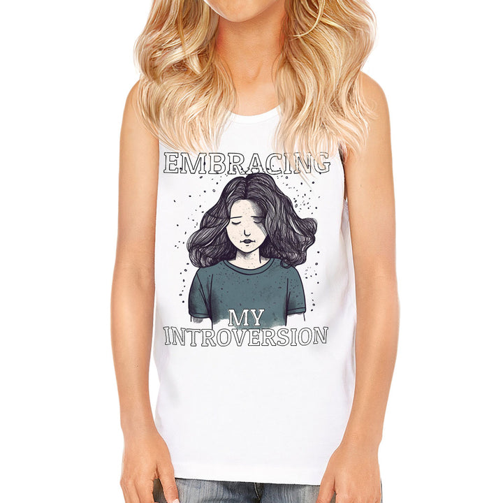 Embracing My Introversion Kids' Jersey Tank - Cute Print Sleeveless T-Shirt - Printed Kids' Tank Top