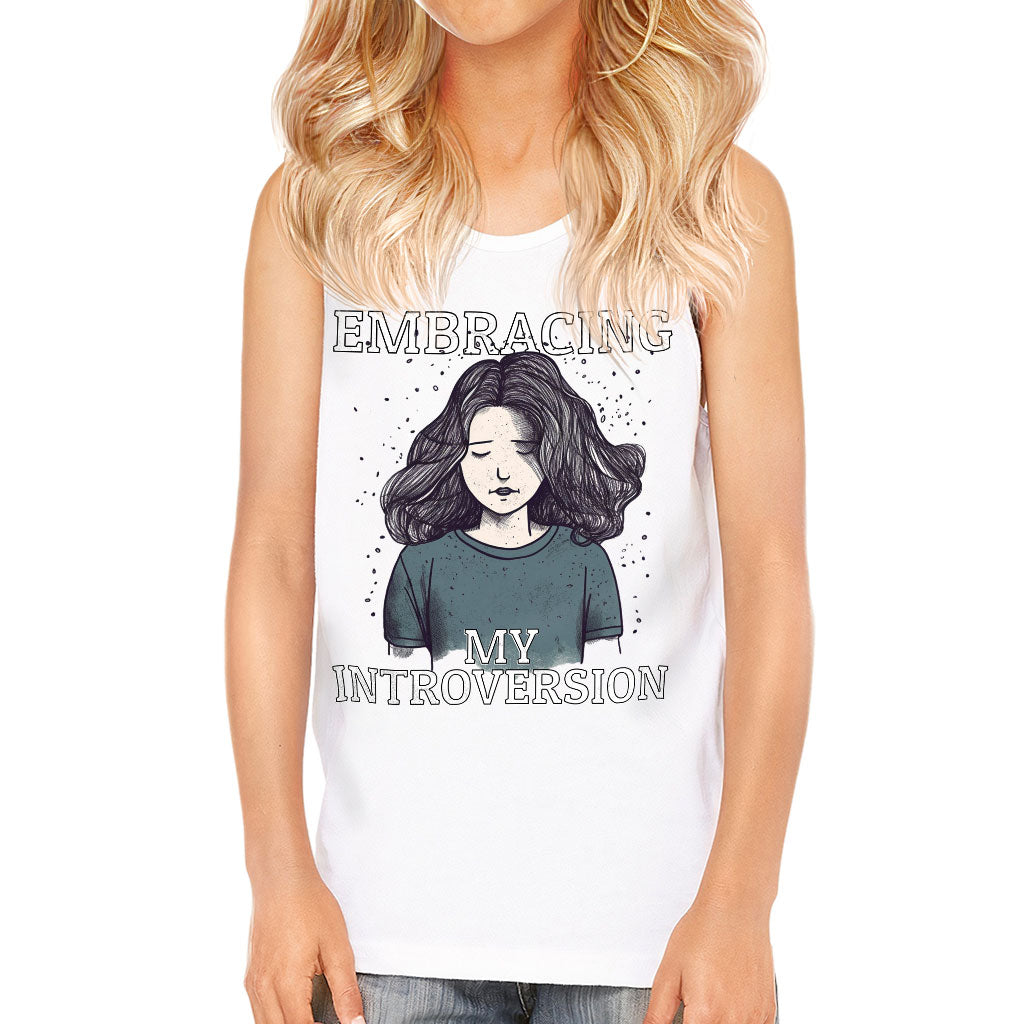 Embracing My Introversion Kids' Jersey Tank - Cute Print Sleeveless T-Shirt - Printed Kids' Tank Top
