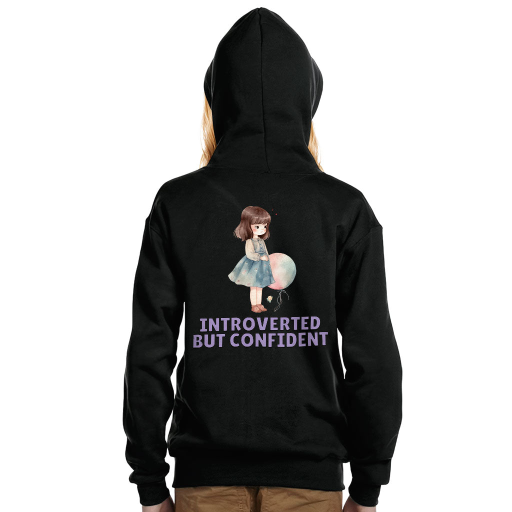 Introverted but Confident Kids' Full-Zip Hoodie - Little Girl Hooded Sweatshirt - Graphic Kids' Hoodie