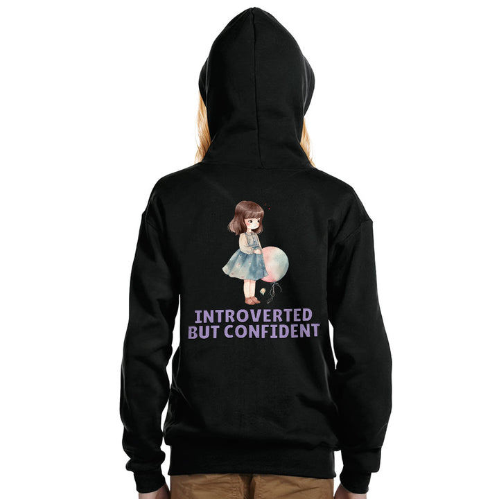 Introverted but Confident Kids' Full-Zip Hoodie - Little Girl Hooded Sweatshirt - Graphic Kids' Hoodie