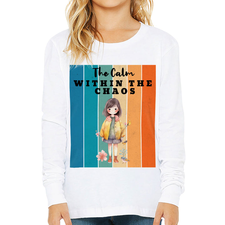 The Calm Within the Chaos Kids' Long Sleeve T-Shirt - Flower Girl T-Shirt - Art Long Sleeve Tee