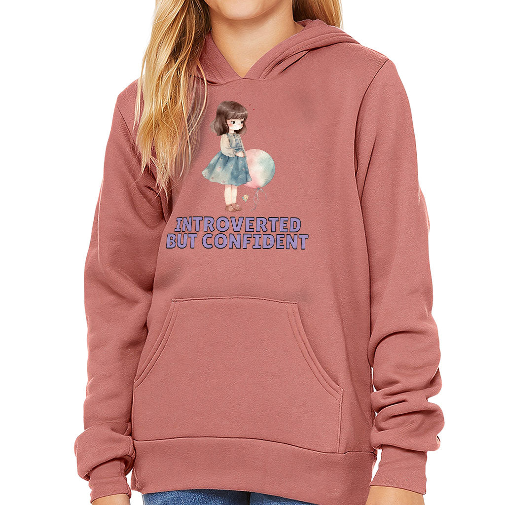 Introverted but Confident Kids' Sponge Fleece Hoodie - Little Girl Kids' Hoodie - Graphic Hoodie for Kids