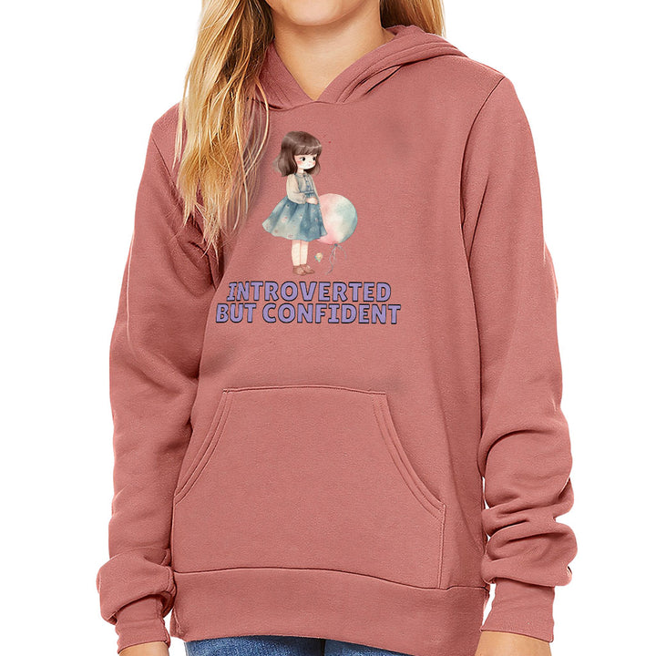 Introverted but Confident Kids' Sponge Fleece Hoodie - Little Girl Kids' Hoodie - Graphic Hoodie for Kids