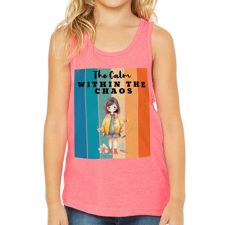 The Calm Within the Chaos Kids' Jersey Tank - Flower Girl Sleeveless T-Shirt - Art Kids' Tank Top