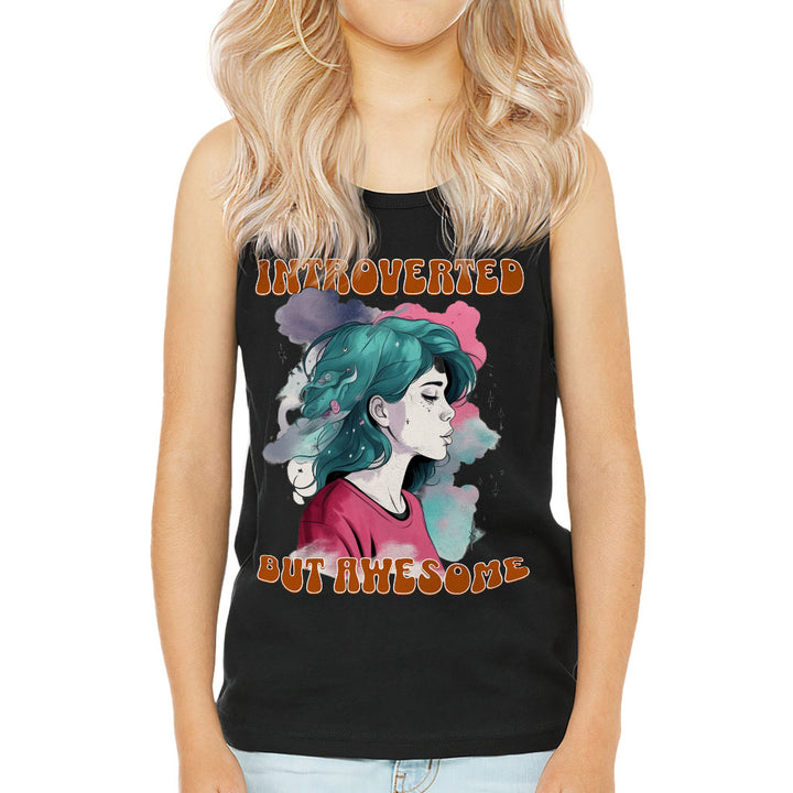 Introverted but Awesome Kids' Jersey Tank - Watercolor Sleeveless T-Shirt - Graphic Kids' Tank Top