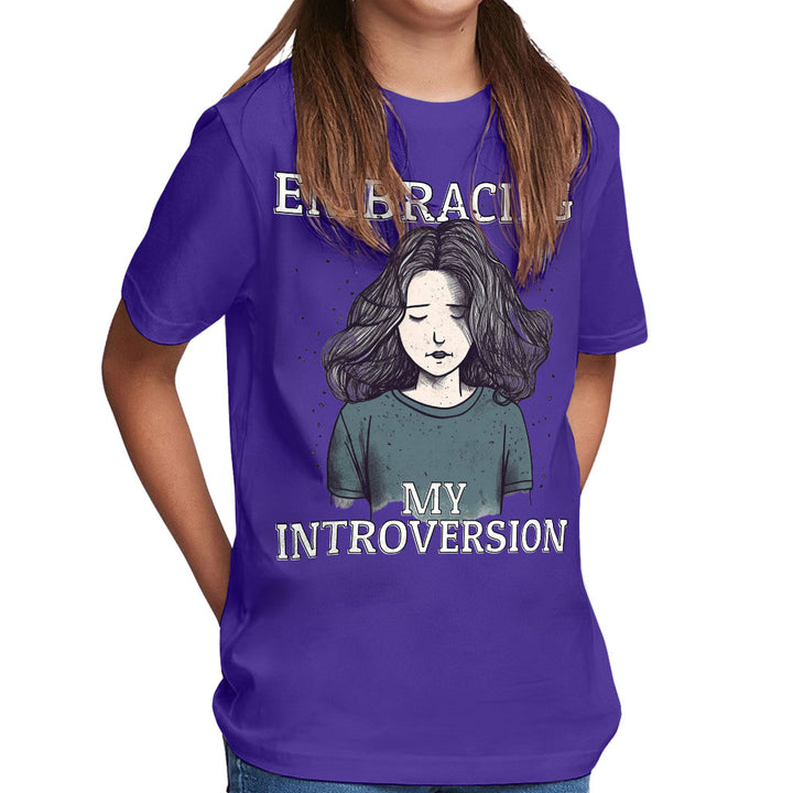 Embracing My Introversion Kids' Classic Fit T-Shirt - Cute Print T-Shirt - Printed Classic Fit Tee