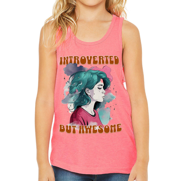 Introverted but Awesome Kids' Jersey Tank - Watercolor Sleeveless T-Shirt - Graphic Kids' Tank Top