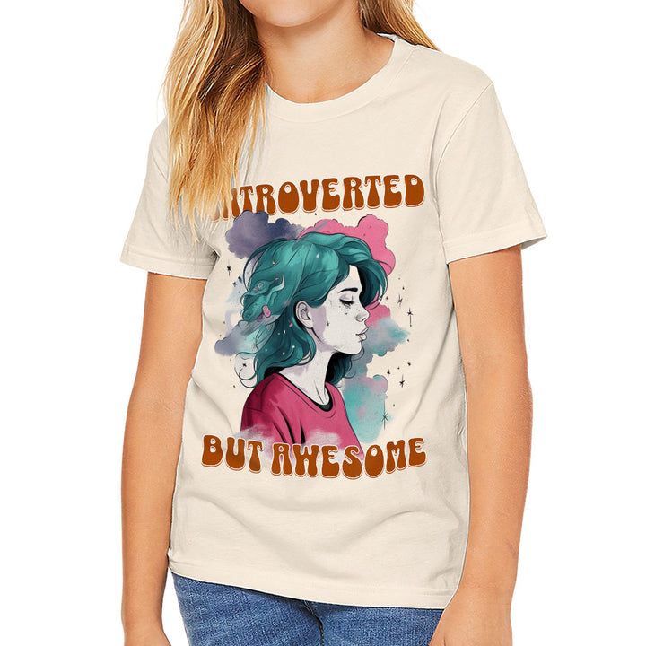 Introverted but Awesome Kids' T-Shirt - Watercolor T-Shirt - Graphic Tee Shirt for Kids