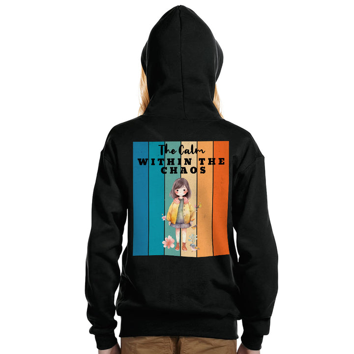 The Calm Within the Chaos Kids' Full-Zip Hoodie - Flower Girl Hooded Sweatshirt - Art Kids' Hoodie
