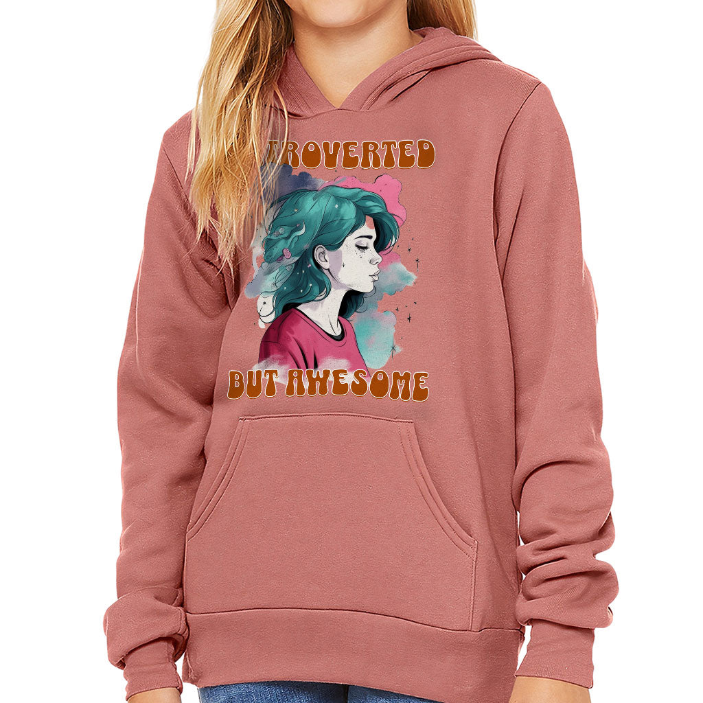 Introverted but Awesome Kids' Sponge Fleece Hoodie - Watercolor Kids' Hoodie - Graphic Hoodie for Kids