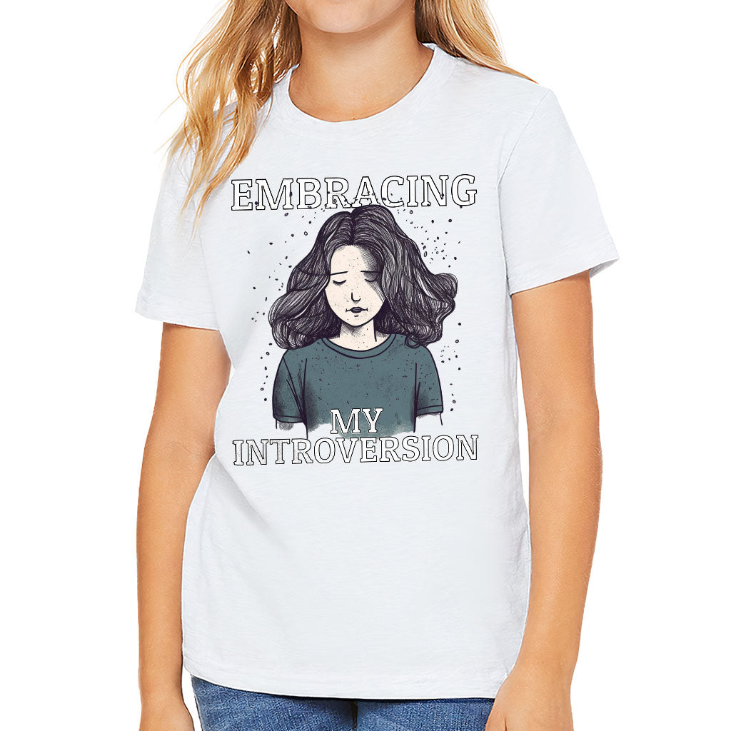 Embracing My Introversion Kids' T-Shirt - Cute Print T-Shirt - Printed Tee Shirt for Kids
