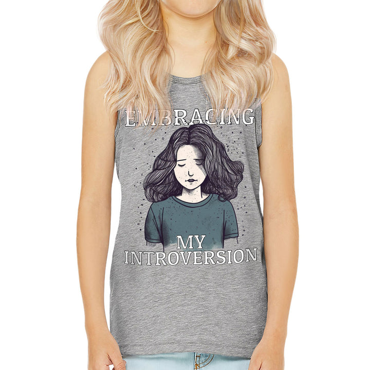 Embracing My Introversion Kids' Jersey Tank - Cute Print Sleeveless T-Shirt - Printed Kids' Tank Top
