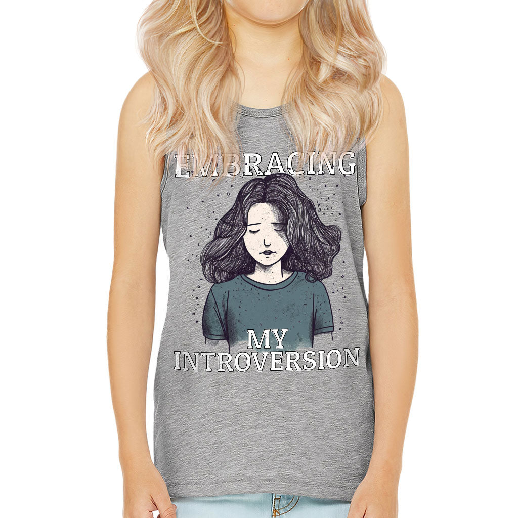 Embracing My Introversion Kids' Jersey Tank - Cute Print Sleeveless T-Shirt - Printed Kids' Tank Top