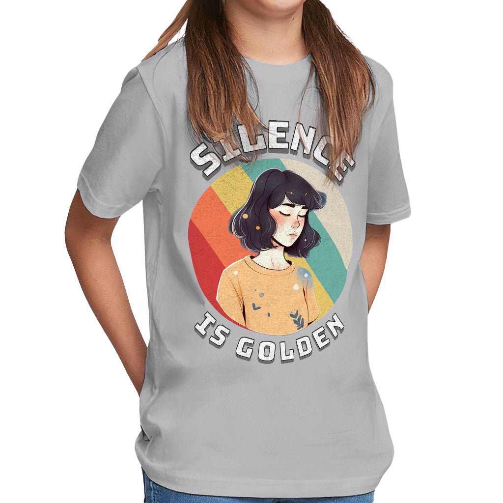 Silence Is Golden Kids' Classic Fit T-Shirt - Girl Print T-Shirt - Colorful Classic Fit Tee