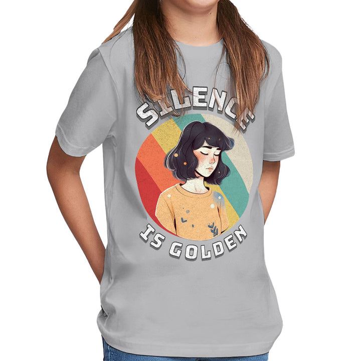 Silence Is Golden Kids' Classic Fit T-Shirt - Girl Print T-Shirt - Colorful Classic Fit Tee