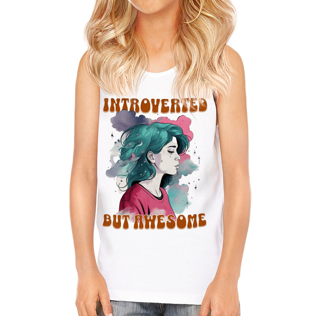 Introverted but Awesome Kids' Jersey Tank - Watercolor Sleeveless T-Shirt - Graphic Kids' Tank Top