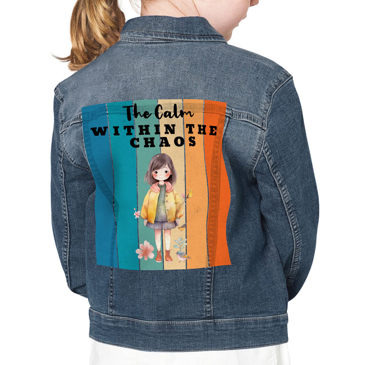 The Calm Within the Chaos Kids' Denim Jacket - Flower Girl Jean Jacket - Art Denim Jacket for Kids