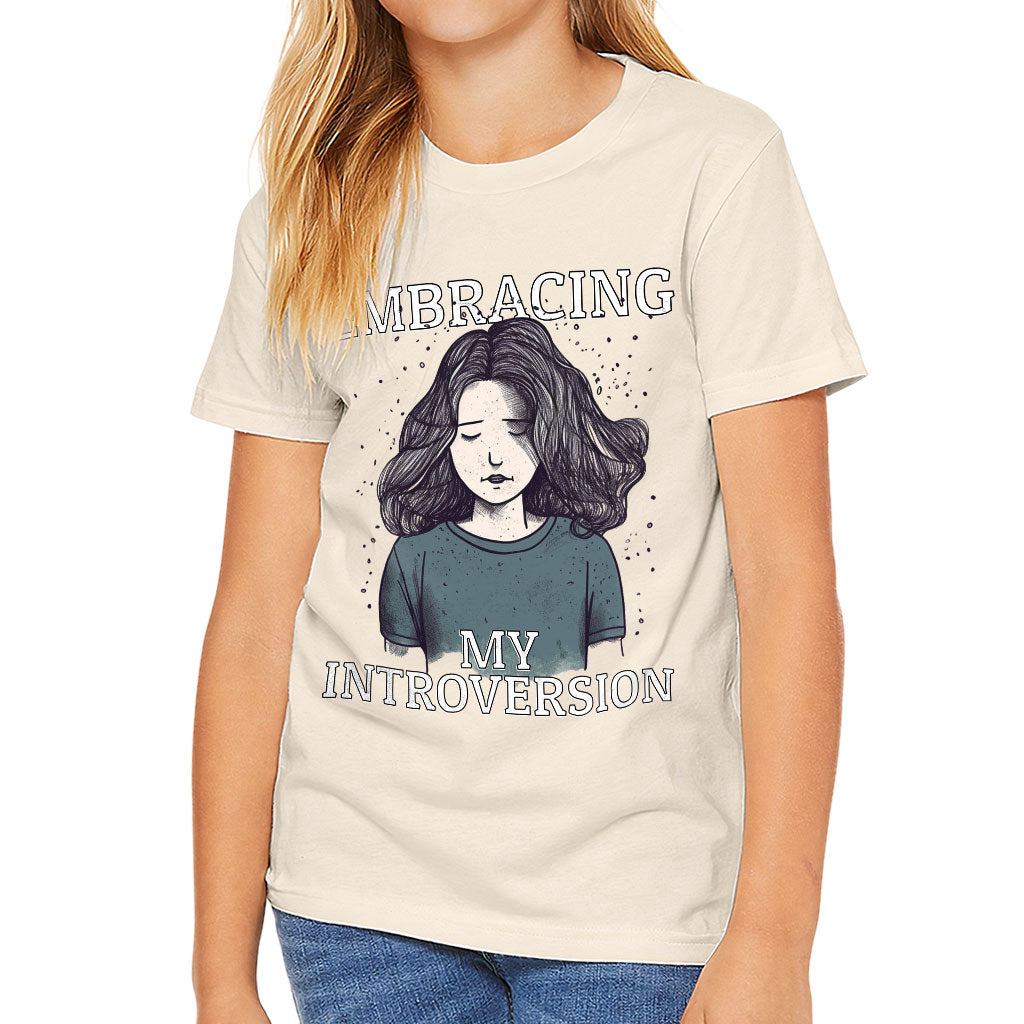 Embracing My Introversion Kids' T-Shirt - Cute Print T-Shirt - Printed Tee Shirt for Kids