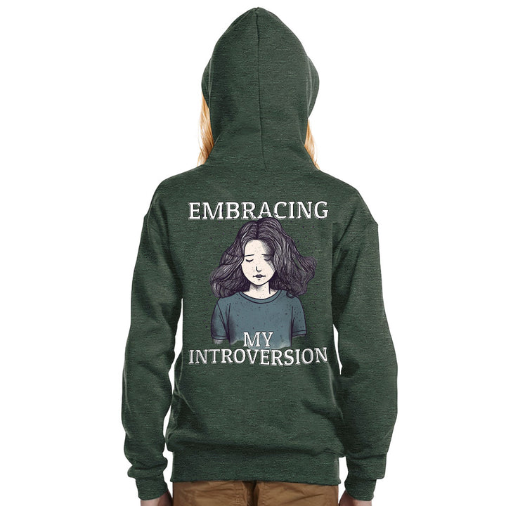 Embracing My Introversion Kids' Full-Zip Hoodie - Cute Print Hooded Sweatshirt - Printed Kids' Hoodie