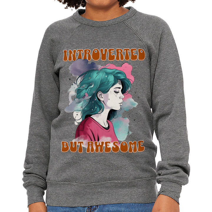 Introverted but Awesome Kids' Raglan Sweatshirt - Watercolor Sponge Fleece Sweatshirt - Graphic Sweatshirt