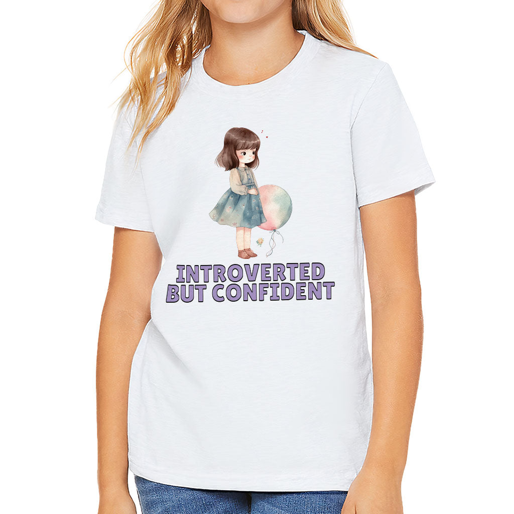 Introverted but Confident Kids' T-Shirt - Little Girl T-Shirt - Graphic Tee Shirt for Kids