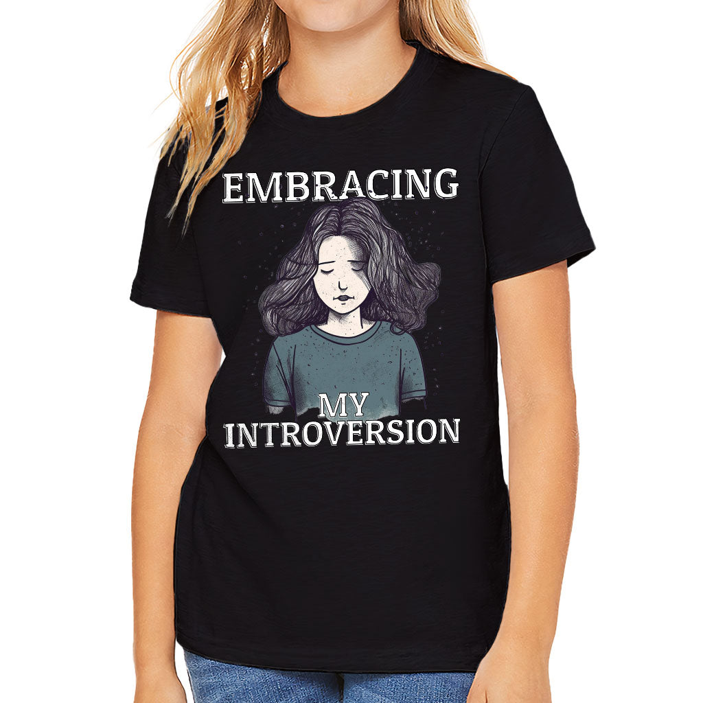 Embracing My Introversion Kids' T-Shirt - Cute Print T-Shirt - Printed Tee Shirt for Kids