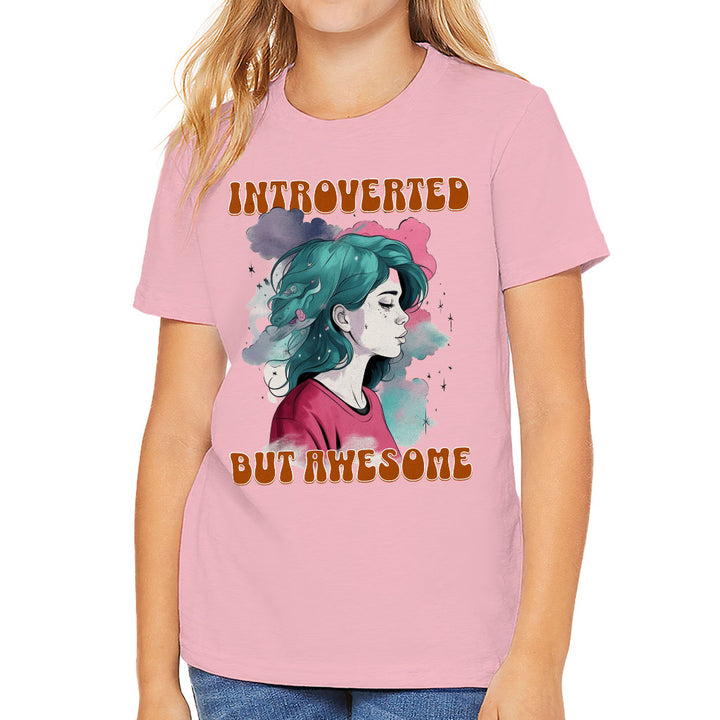 Introverted but Awesome Kids' T-Shirt - Watercolor T-Shirt - Graphic Tee Shirt for Kids