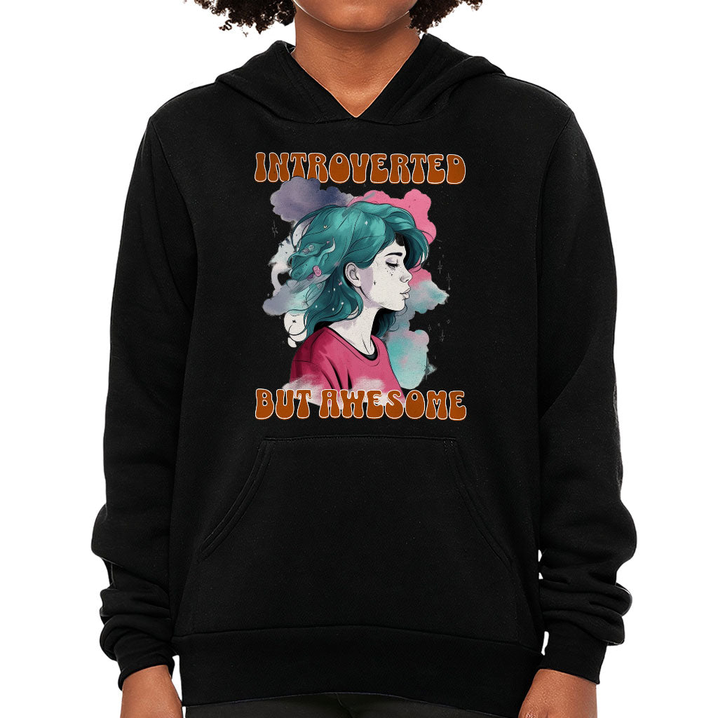 Introverted but Awesome Kids' Sponge Fleece Hoodie - Watercolor Kids' Hoodie - Graphic Hoodie for Kids