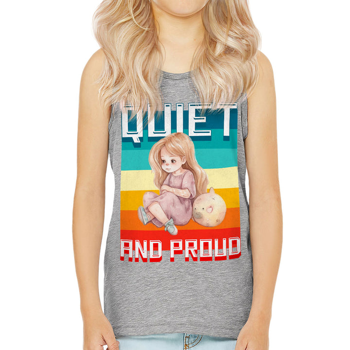 Quiet and Proud Kids' Jersey Tank - Cute Girl Sleeveless T-Shirt - Printed Kids' Tank Top