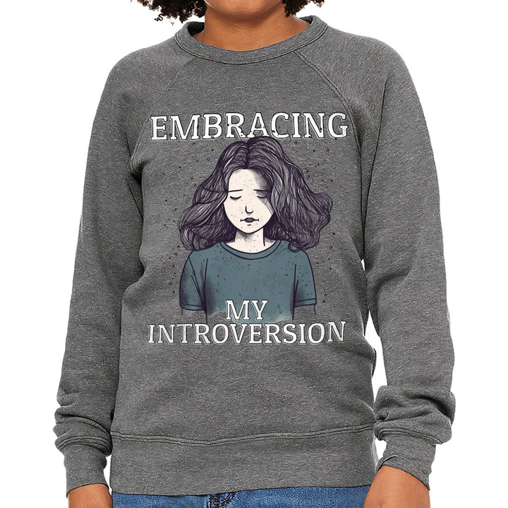 Embracing My Introversion Kids' Raglan Sweatshirt - Cute Print Sponge Fleece Sweatshirt - Printed Sweatshirt