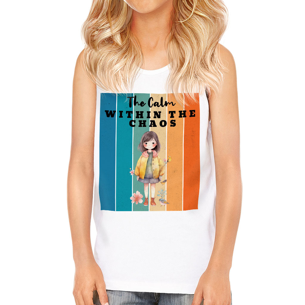 The Calm Within the Chaos Kids' Jersey Tank - Flower Girl Sleeveless T-Shirt - Art Kids' Tank Top
