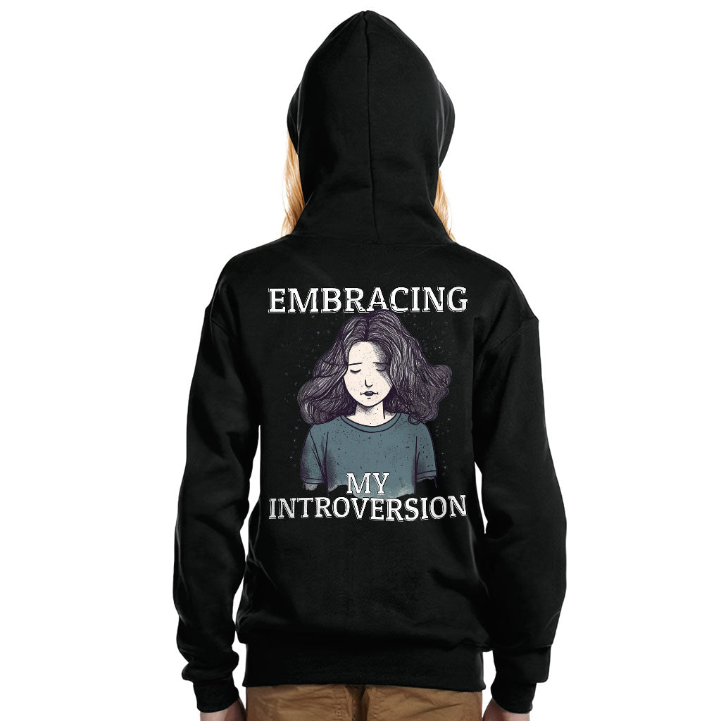 Embracing My Introversion Kids' Full-Zip Hoodie - Cute Print Hooded Sweatshirt - Printed Kids' Hoodie