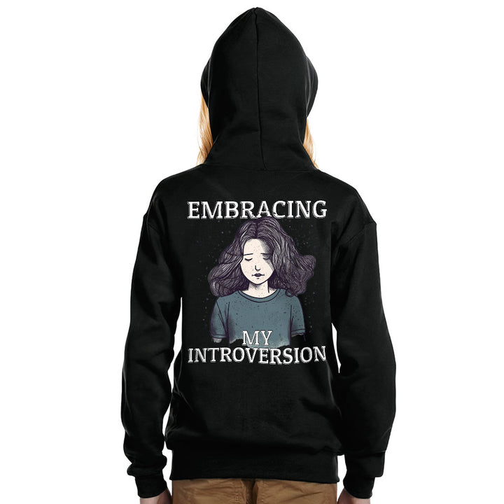 Embracing My Introversion Kids' Full-Zip Hoodie - Cute Print Hooded Sweatshirt - Printed Kids' Hoodie
