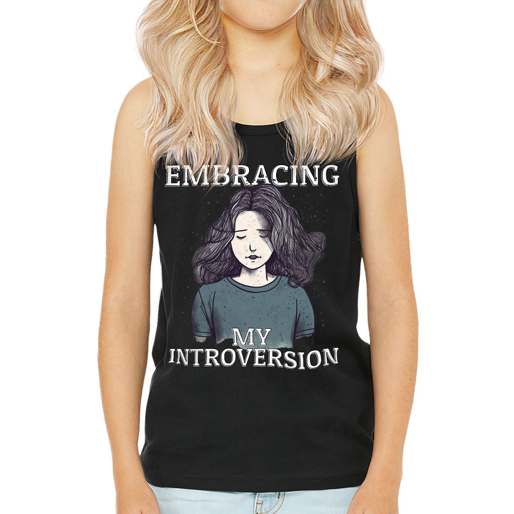 Embracing My Introversion Kids' Jersey Tank - Cute Print Sleeveless T-Shirt - Printed Kids' Tank Top