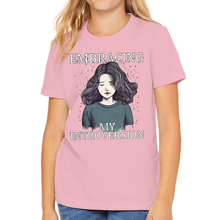 Embracing My Introversion Kids' T-Shirt - Cute Print T-Shirt - Printed Tee Shirt for Kids